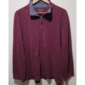 L.L.Bean Men's pullover sweater Size XL Burgandy 100% Cotton 1/4 zip